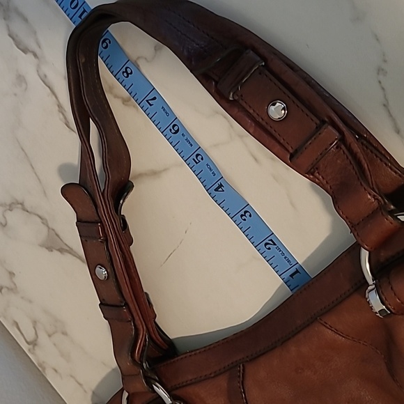 B. Makowsky Brown Leather Shoulder Bag Satchel Purse Leopard Print Lined Large - Picture 15 of 16